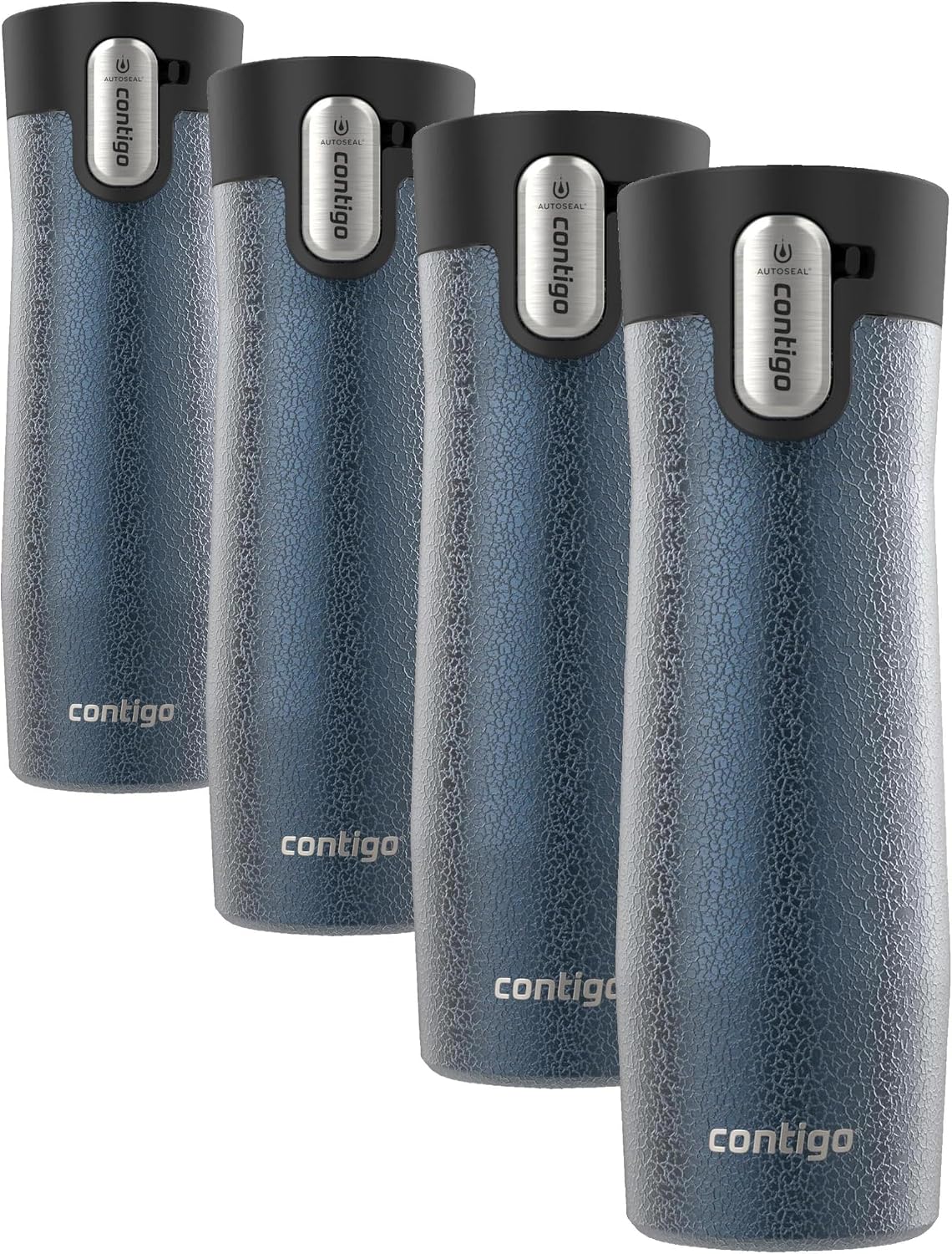 AUTOSEAL West Loop Vacuum-Insulated Stainless Steel Travel Mug with Easy-Clean Lid, 12oz, Glacier Frosted Pearl