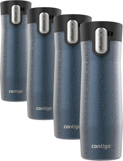 AUTOSEAL West Loop Vacuum-Insulated Stainless Steel Travel Mug with Easy-Clean Lid, 12oz, Glacier Frosted Pearl