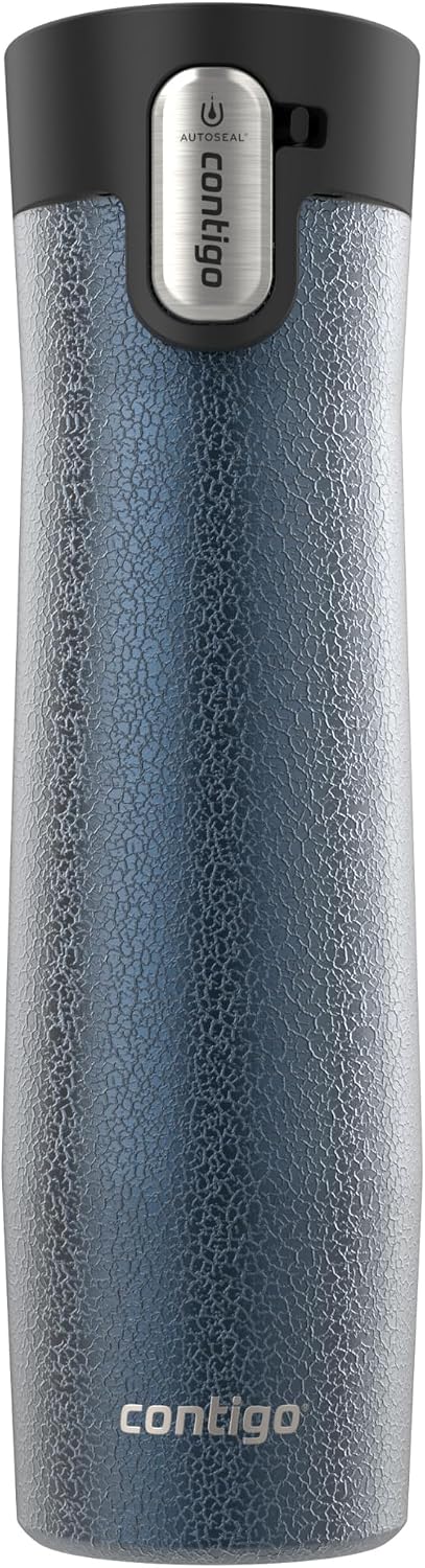 AUTOSEAL West Loop Vacuum-Insulated Stainless Steel Travel Mug with Easy-Clean Lid, 12oz, Glacier Frosted Pearl