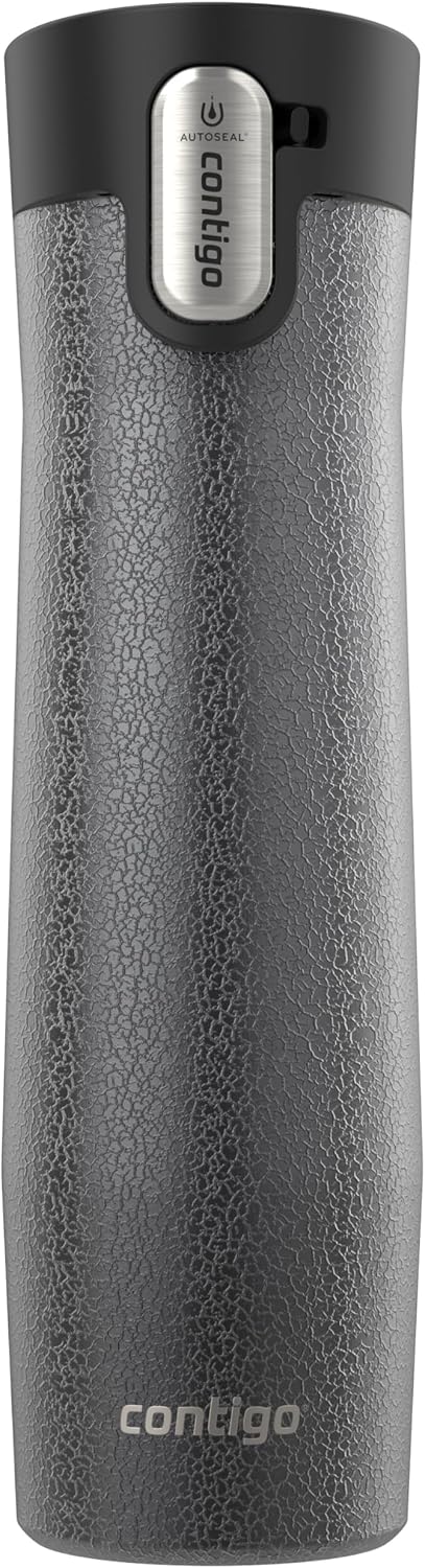 AUTOSEAL West Loop Vacuum-Insulated Stainless Steel Travel Mug with Easy-Clean Lid, 12oz, Glacier Frosted Pearl