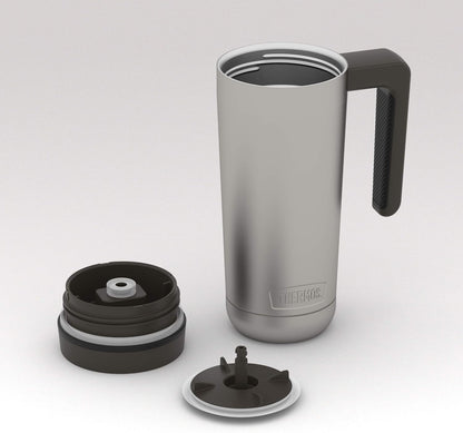 ALTA SERIES Stainless Steel Mug 18 Ounce, Matte Steel/Espresso Black
