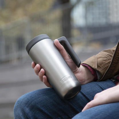 ALTA SERIES Stainless Steel Mug 18 Ounce, Matte Steel/Espresso Black