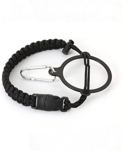 Paracord Handle - Fits Wide Mouth Water Bottles - Durable Carrier, Secure Accessories, Survival Strap Cord, Safety Ring, and Carabiner - Seven Core Paracord Bracelet
