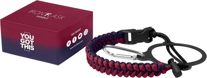 Paracord Handle - Fits Wide Mouth Water Bottles - Durable Carrier, Secure Accessories, Survival Strap Cord, Safety Ring, and Carabiner - Seven Core Paracord Bracelet