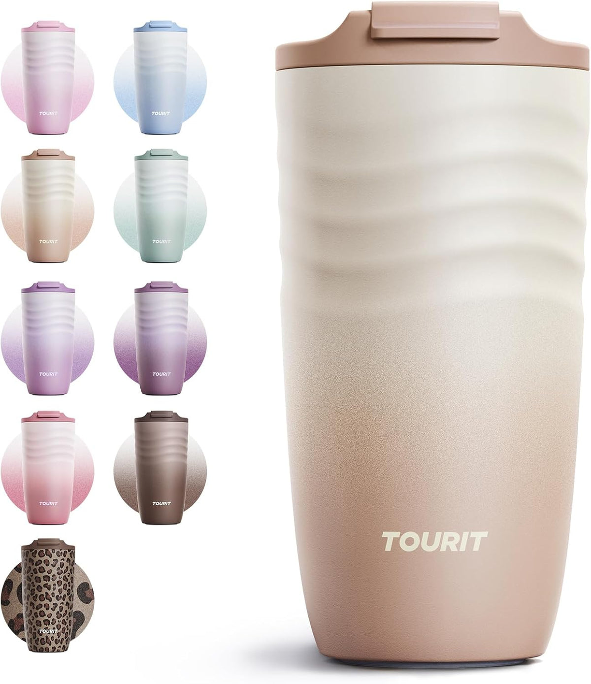 16 oz Insulated Travel Coffee Mug Stainless Steel Tumbler, Khaki