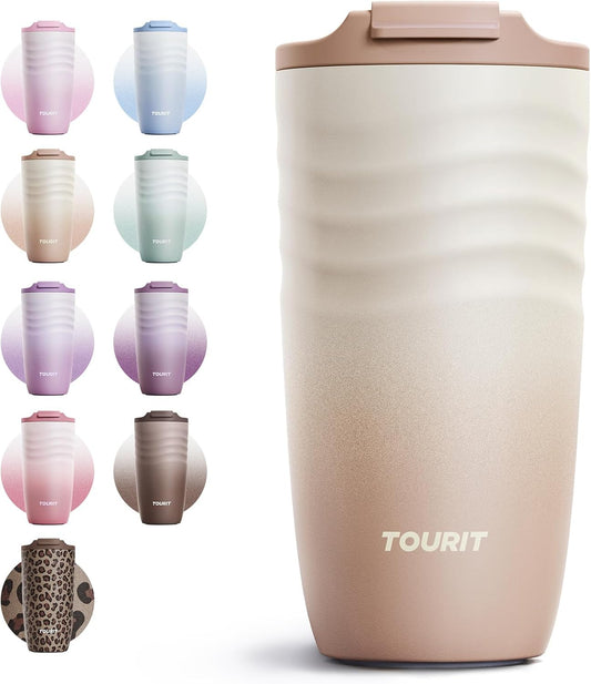 16 oz Insulated Travel Coffee Mug Stainless Steel Tumbler, Khaki