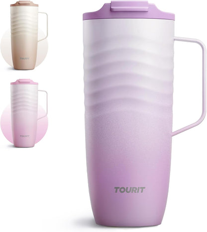 16 oz Insulated Travel Coffee Mug Stainless Steel Tumbler, Khaki