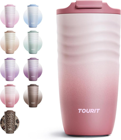 16 oz Insulated Travel Coffee Mug Stainless Steel Tumbler, Khaki