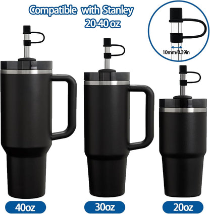 6PCS Silicone Straw Covers Cap Compatible with Stanley Cup 30&40oz Tumbler with Handle 10mm Straw Toppers，Straw Tips Lids Dust-Proof Reusable for Stanley Cup Accessories (White)