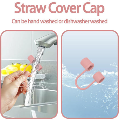 6PCS Silicone Straw Covers Cap Compatible with Stanley Cup 30&40oz Tumbler with Handle 10mm Straw Toppers，Straw Tips Lids Dust-Proof Reusable for Stanley Cup Accessories (White)