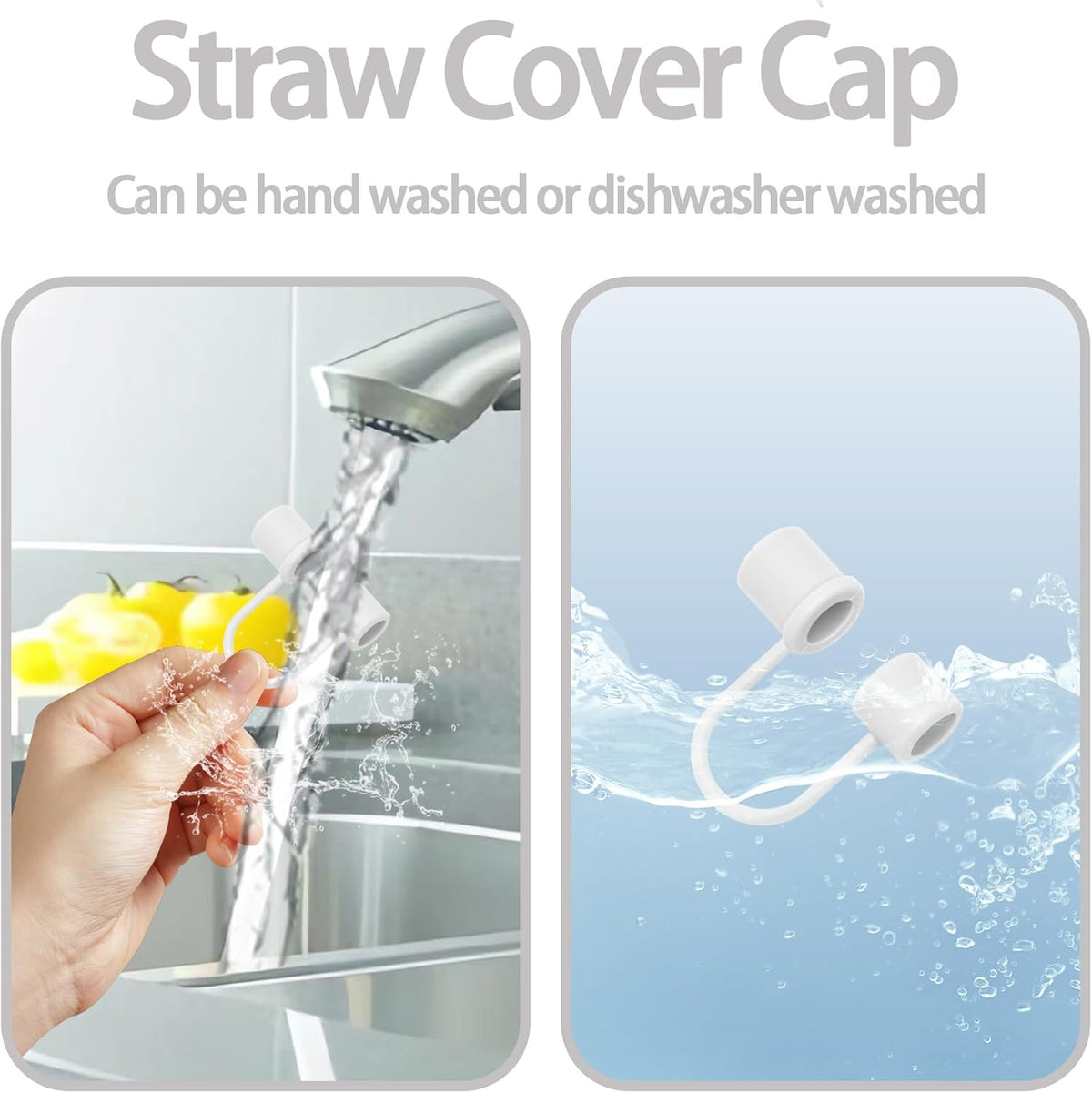 6PCS Silicone Straw Covers Cap Compatible with Stanley Cup 30&40oz Tumbler with Handle 10mm Straw Toppers，Straw Tips Lids Dust-Proof Reusable for Stanley Cup Accessories (White)