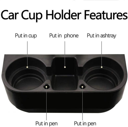 Cup Holder Portable Multifunction Vehicle Seat Cup Cell Phone Drinks Holder Box Car Interior Organizer (Black)