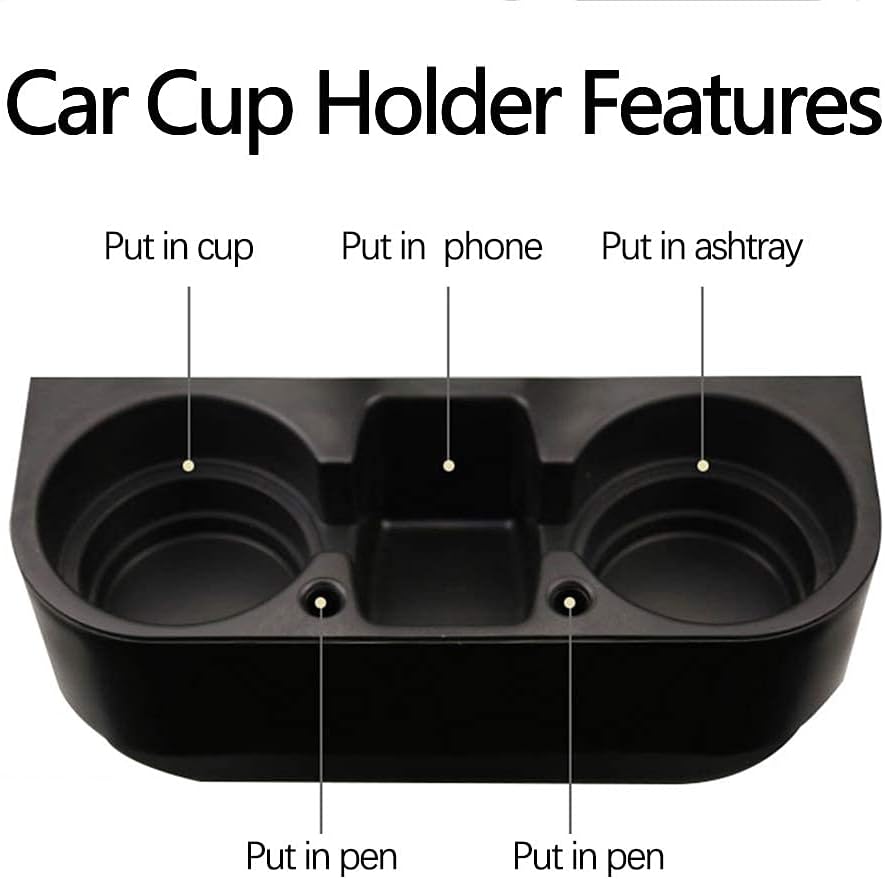 Cup Holder Portable Multifunction Vehicle Seat Cup Cell Phone Drinks Holder Box Car Interior Organizer (Black)