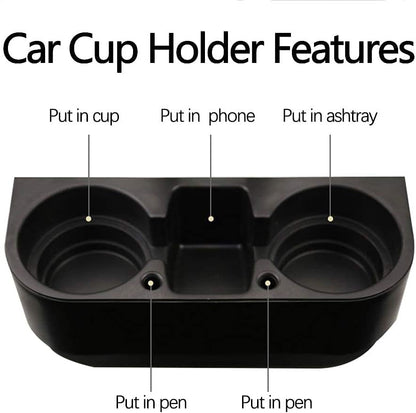 Cup Holder Portable Multifunction Vehicle Seat Cup Cell Phone Drinks Holder Box Car Interior Organizer (Black)