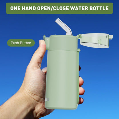 5oz Small Water Bottles with Straw, Mini Water Bottle with One-Hand Open Design, Leak-Proof Locking Lid for Hot&Cold Drinks, Small Travel Water Bottle - 100% Leakproof for School, Travel...(Mint)
