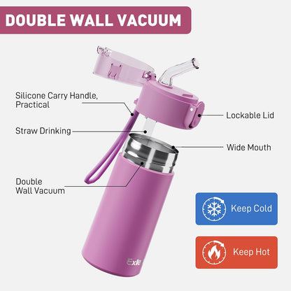 5oz Small Water Bottles with Straw, Mini Water Bottle with One-Hand Open Design, Leak-Proof Locking Lid for Hot&Cold Drinks, Small Travel Water Bottle - 100% Leakproof for School, Travel...(Mint)