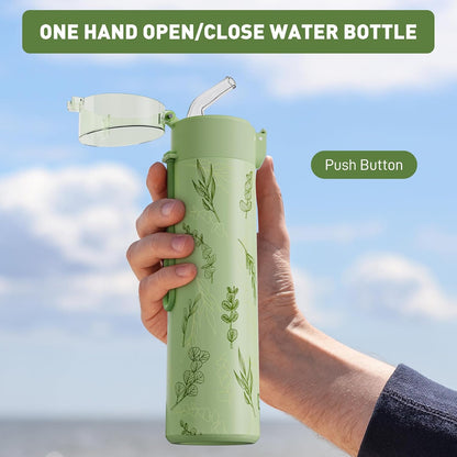 5oz Small Water Bottles with Straw, Mini Water Bottle with One-Hand Open Design, Leak-Proof Locking Lid for Hot&Cold Drinks, Small Travel Water Bottle - 100% Leakproof for School, Travel...(Mint)