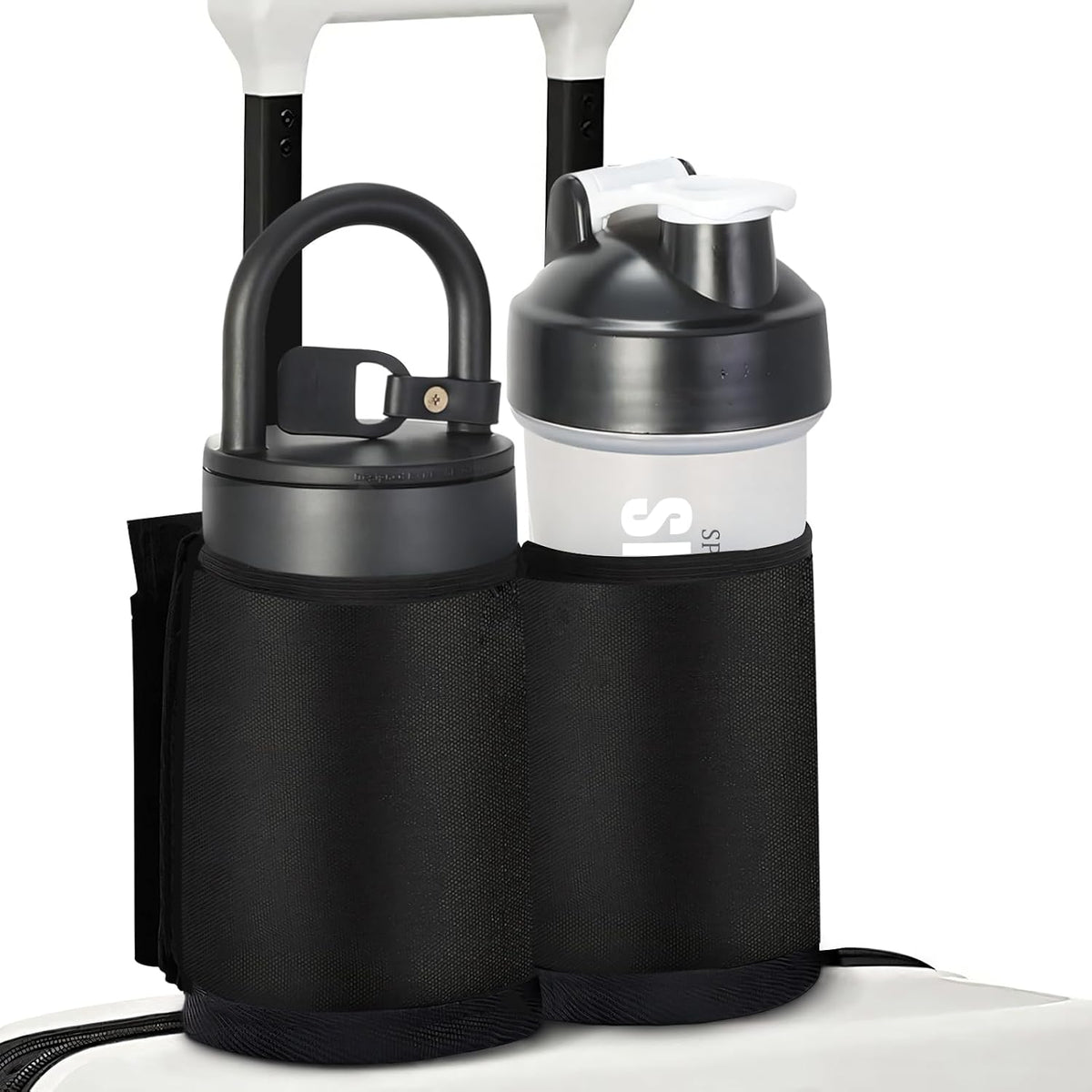 Luggage Travel Cup Holder for Suitcases Free Hands, Travel Accessories, Carry on Beverage Cup Holder Attachment, Luggage Cup Caddy Gifts for Flight Attendants, Business, Travelers, Black