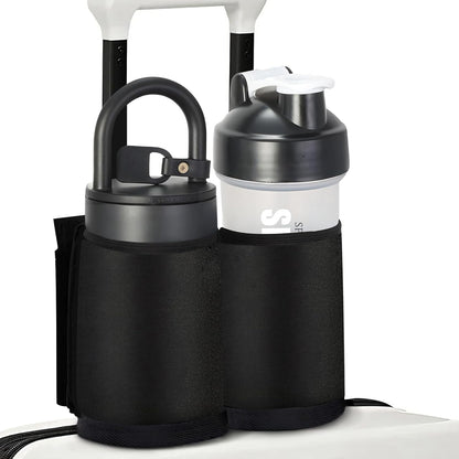 Luggage Travel Cup Holder for Suitcases Free Hands, Travel Accessories, Carry on Beverage Cup Holder Attachment, Luggage Cup Caddy Gifts for Flight Attendants, Business, Travelers, Black