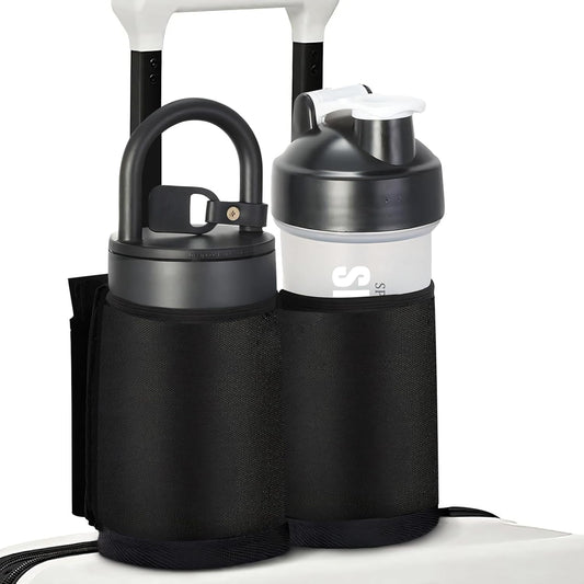 Luggage Travel Cup Holder for Suitcases Free Hands, Travel Accessories, Carry on Beverage Cup Holder Attachment, Luggage Cup Caddy Gifts for Flight Attendants, Business, Travelers, Black