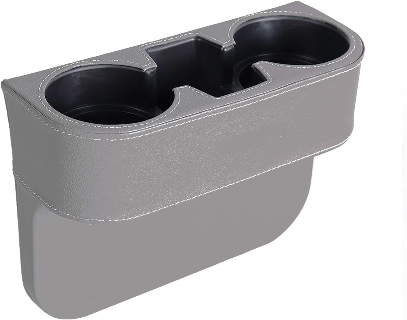 Car Console Side Seat Gap Organizer with Cup Holder, Black | Front Seat Organizer, Console Side Pocket, Cell Phone Holder, Coin Bucket, Car Storage Box, Universal Fits, Easy Installation