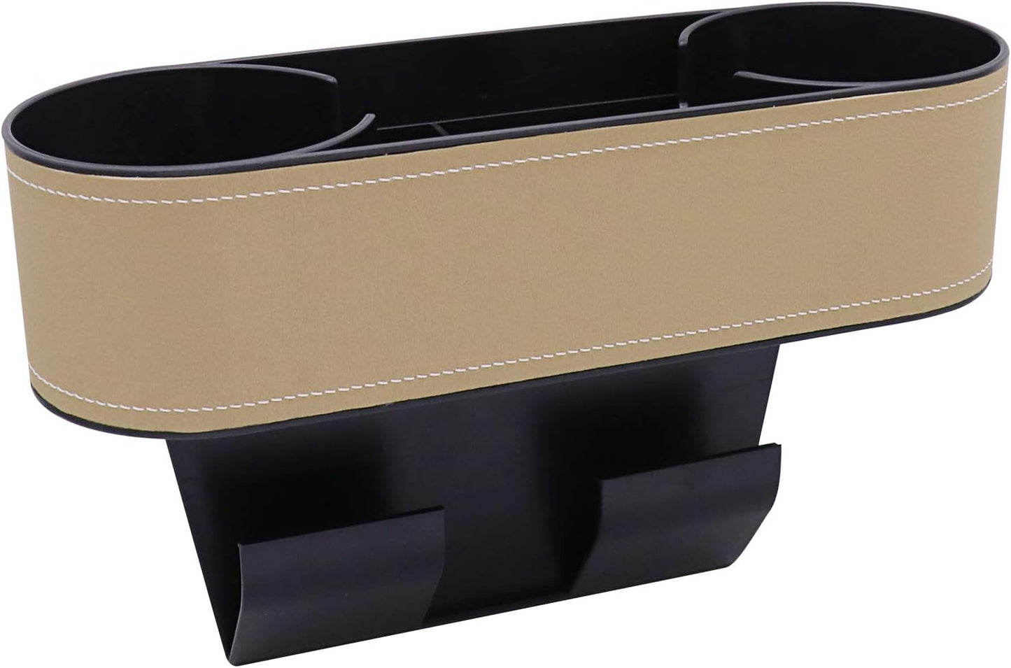 Car Console Side Seat Gap Organizer with Cup Holder, Black | Front Seat Organizer, Console Side Pocket, Cell Phone Holder, Coin Bucket, Car Storage Box, Universal Fits, Easy Installation