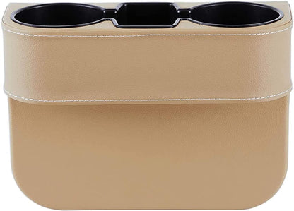 Car Console Side Seat Gap Organizer with Cup Holder, Black | Front Seat Organizer, Console Side Pocket, Cell Phone Holder, Coin Bucket, Car Storage Box, Universal Fits, Easy Installation