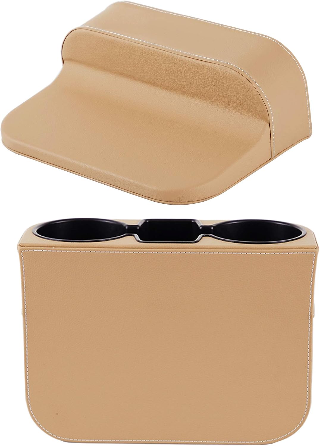 Car Console Side Seat Gap Organizer with Cup Holder, Black | Front Seat Organizer, Console Side Pocket, Cell Phone Holder, Coin Bucket, Car Storage Box, Universal Fits, Easy Installation