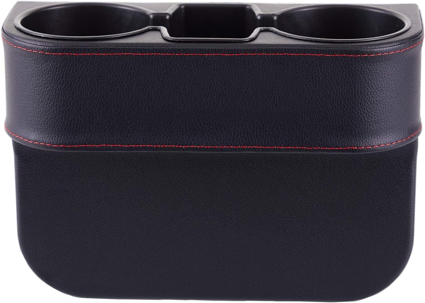 Car Console Side Seat Gap Organizer with Cup Holder, Black | Front Seat Organizer, Console Side Pocket, Cell Phone Holder, Coin Bucket, Car Storage Box, Universal Fits, Easy Installation