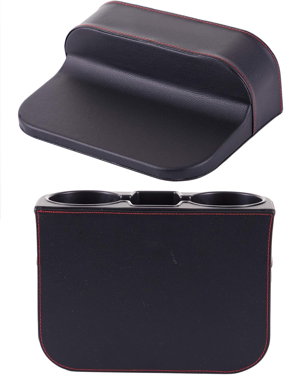 Car Console Side Seat Gap Organizer with Cup Holder, Black | Front Seat Organizer, Console Side Pocket, Cell Phone Holder, Coin Bucket, Car Storage Box, Universal Fits, Easy Installation