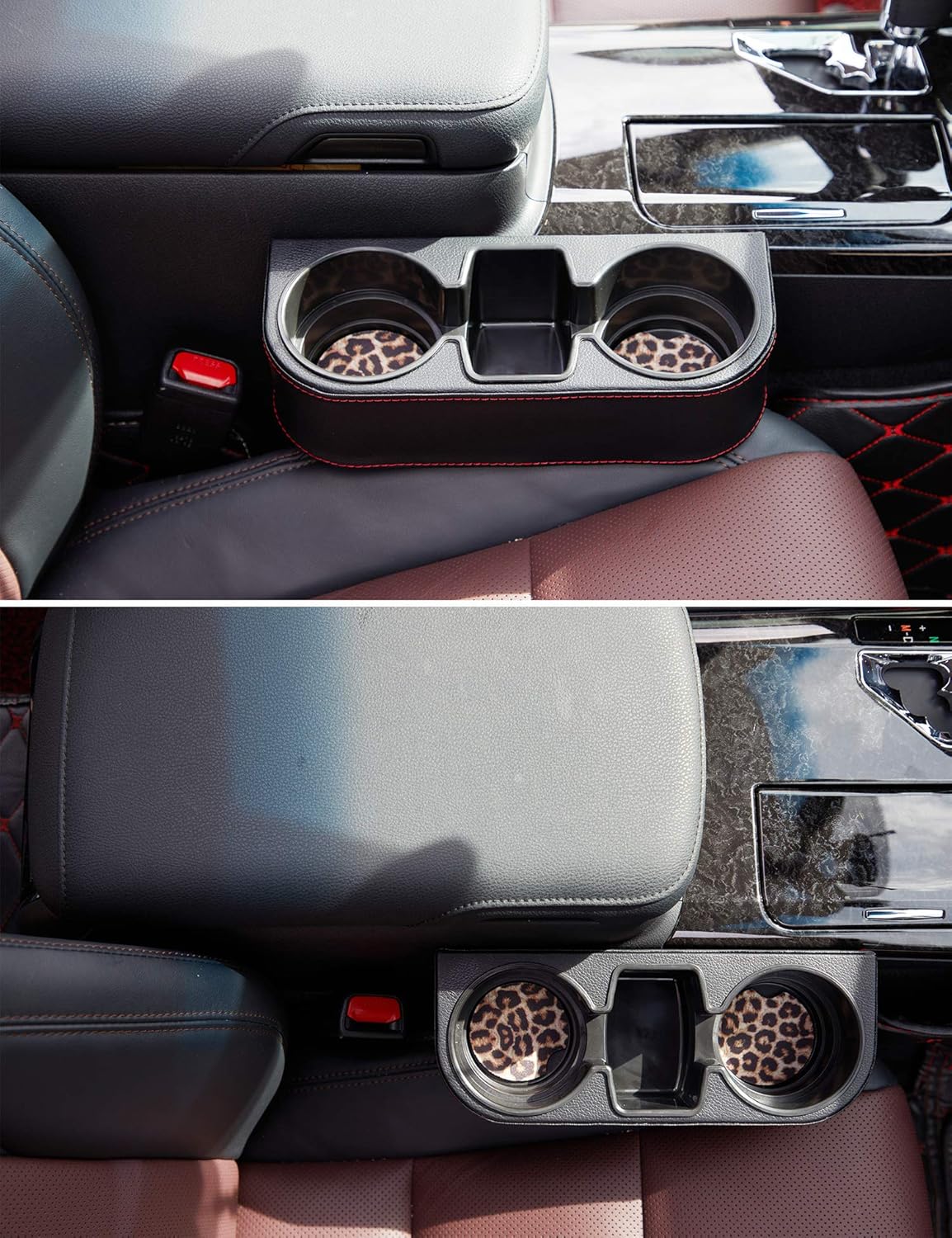 Car Console Side Seat Gap Organizer with Cup Holder, Black | Front Seat Organizer, Console Side Pocket, Cell Phone Holder, Coin Bucket, Car Storage Box, Universal Fits, Easy Installation