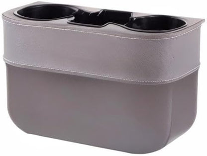 Car Console Side Seat Gap Organizer with Cup Holder, Black | Front Seat Organizer, Console Side Pocket, Cell Phone Holder, Coin Bucket, Car Storage Box, Universal Fits, Easy Installation