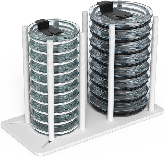 Adjustable Tumbler Lid Organizer - Holds up to 16 Lids, Disposable Cup and Lid Holder, Baby Bottle Drying Racks, Mason Jar Lids Holder,Clutter-Free Kitchen Cabinets,ABS Plastic