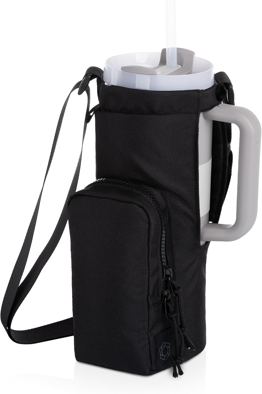 PICNIC TIME Eclipse 40 oz Tumber Tote, Drink Carrier Crossbody Bag, Water Bottle Holder with Shoulder Strap and Phone Pocket, (Gray)