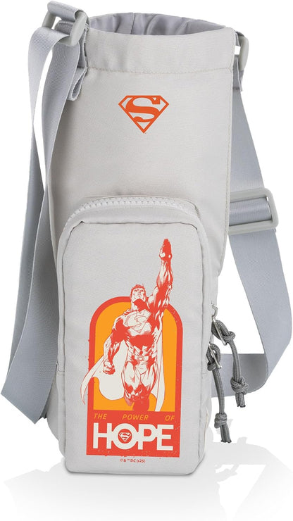 PICNIC TIME Eclipse 40 oz Tumber Tote, Drink Carrier Crossbody Bag, Water Bottle Holder with Shoulder Strap and Phone Pocket, (Gray)