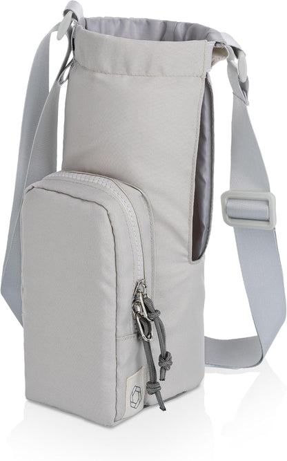 PICNIC TIME Eclipse 40 oz Tumber Tote, Drink Carrier Crossbody Bag, Water Bottle Holder with Shoulder Strap and Phone Pocket, (Gray)