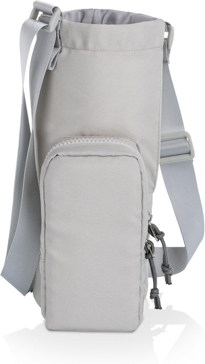PICNIC TIME Eclipse 40 oz Tumber Tote, Drink Carrier Crossbody Bag, Water Bottle Holder with Shoulder Strap and Phone Pocket, (Gray)