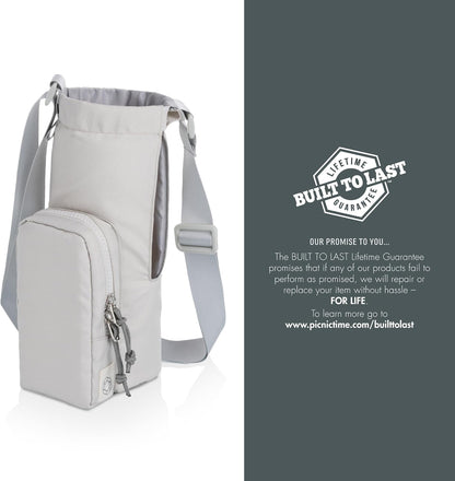 PICNIC TIME Eclipse 40 oz Tumber Tote, Drink Carrier Crossbody Bag, Water Bottle Holder with Shoulder Strap and Phone Pocket, (Gray)