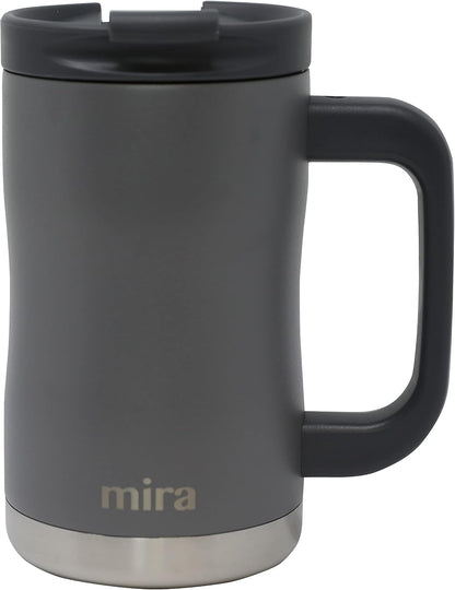 14 oz Insulated Coffee Mug with Handle - Stainless Steel Thermo with Secure Lid - Hot & Cold Cup - Admiral Blue