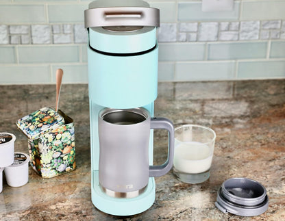 14 oz Insulated Coffee Mug with Handle - Stainless Steel Thermo with Secure Lid - Hot & Cold Cup - Admiral Blue