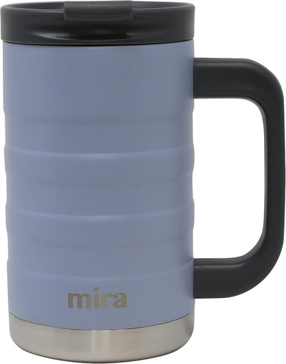 14 oz Insulated Coffee Mug with Handle - Stainless Steel Thermo with Secure Lid - Hot & Cold Cup - Admiral Blue