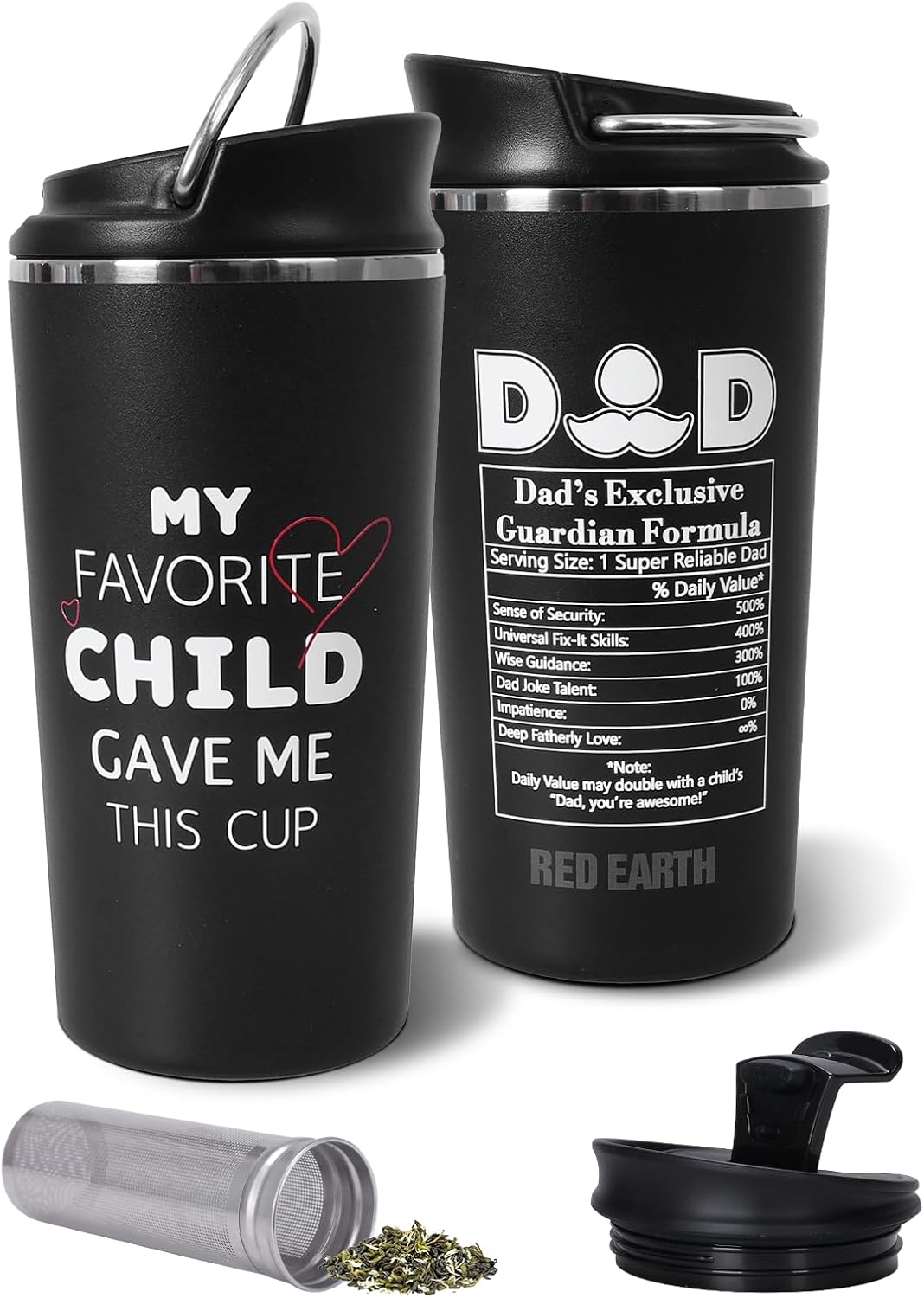 GiNT 17oz Travel Tea Mug with Infuser, 2 Lids. Vacuum Insulated 316 Stainless Steel Coffee Mug. Dishwasher Safe Tea Cup with Strainer for Hot & Cold Brew Coffee. Gifts for Mom, Dad & Friend