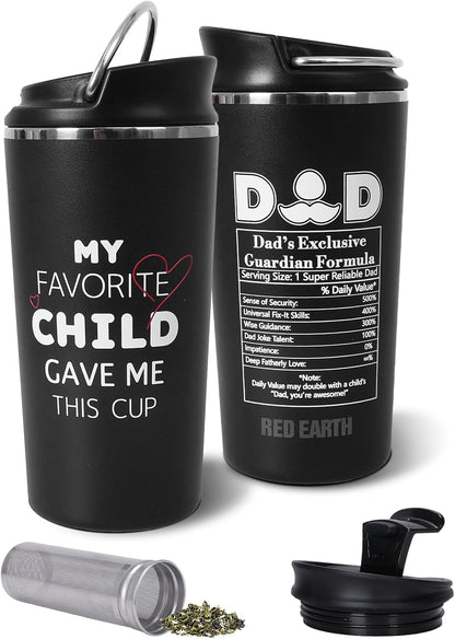GiNT 17oz Travel Tea Mug with Infuser, 2 Lids. Vacuum Insulated 316 Stainless Steel Coffee Mug. Dishwasher Safe Tea Cup with Strainer for Hot & Cold Brew Coffee. Gifts for Mom, Dad & Friend