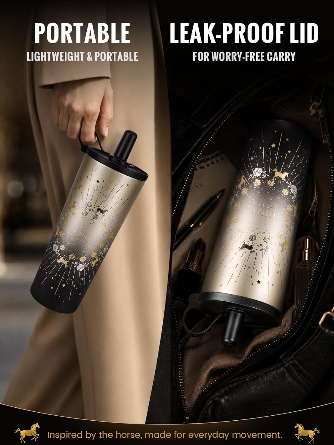 GiNT 17oz Travel Tea Mug with Infuser, 2 Lids. Vacuum Insulated 316 Stainless Steel Coffee Mug. Dishwasher Safe Tea Cup with Strainer for Hot & Cold Brew Coffee. Gifts for Mom, Dad & Friend