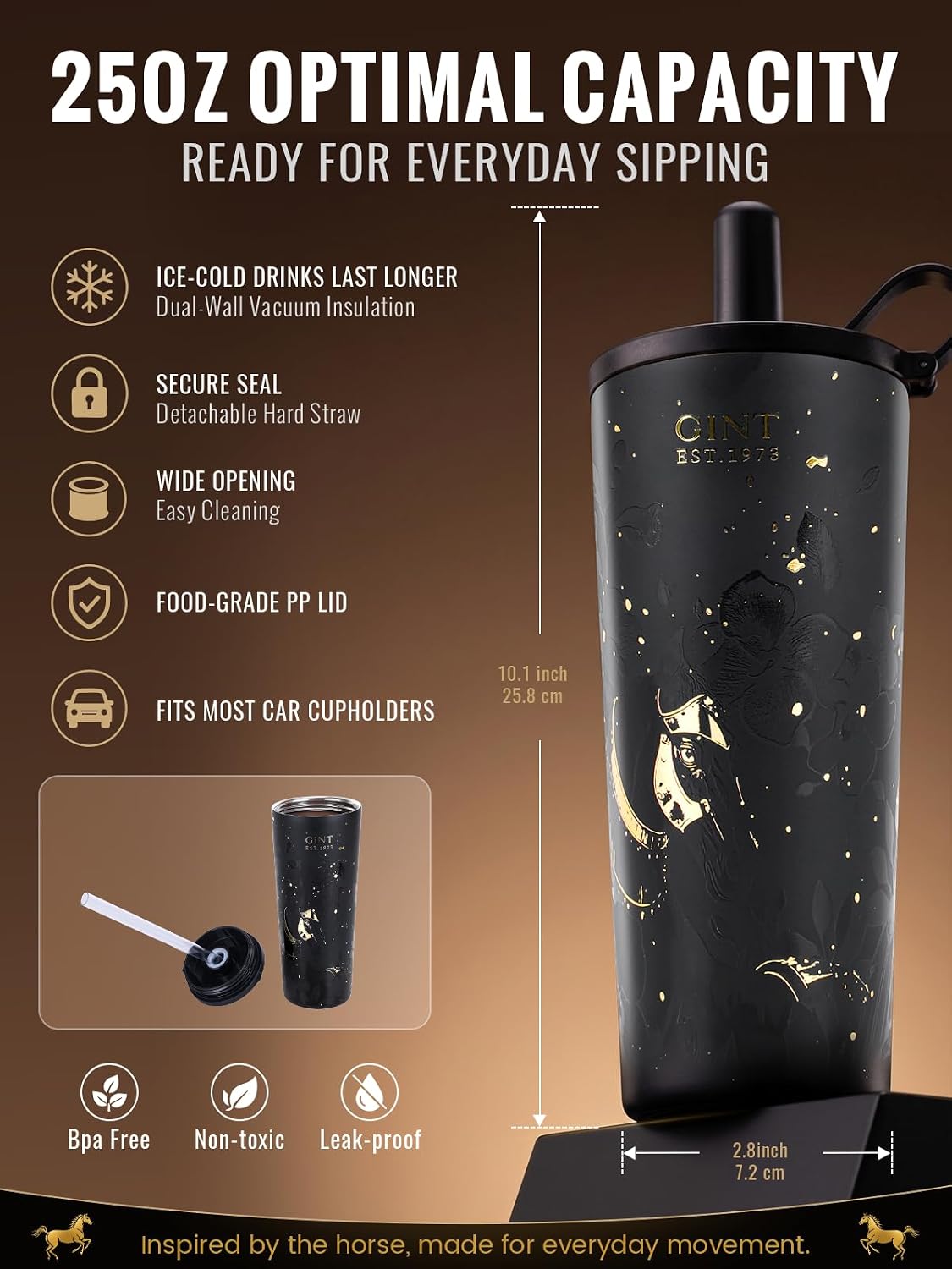 GiNT 17oz Travel Tea Mug with Infuser, 2 Lids. Vacuum Insulated 316 Stainless Steel Coffee Mug. Dishwasher Safe Tea Cup with Strainer for Hot & Cold Brew Coffee. Gifts for Mom, Dad & Friend