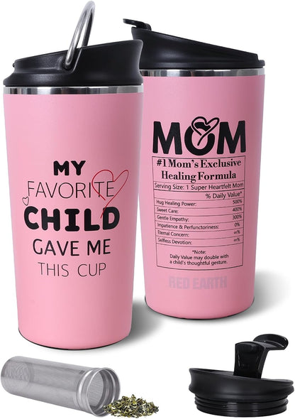 GiNT 17oz Travel Tea Mug with Infuser, 2 Lids. Vacuum Insulated 316 Stainless Steel Coffee Mug. Dishwasher Safe Tea Cup with Strainer for Hot & Cold Brew Coffee. Gifts for Mom, Dad & Friend