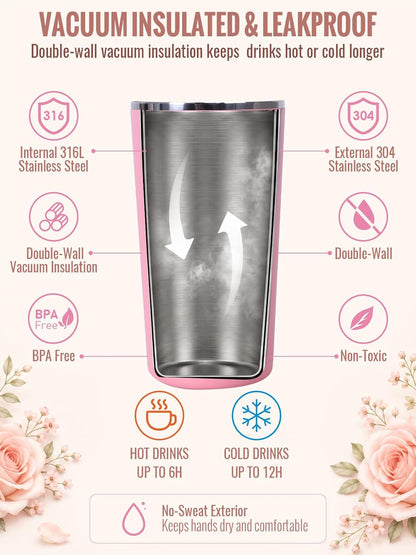 GiNT 17oz Travel Tea Mug with Infuser, 2 Lids. Vacuum Insulated 316 Stainless Steel Coffee Mug. Dishwasher Safe Tea Cup with Strainer for Hot & Cold Brew Coffee. Gifts for Mom, Dad & Friend