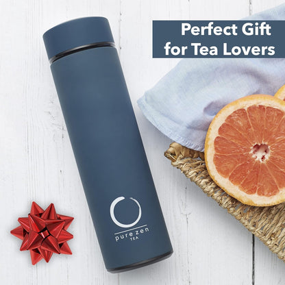 Insulated Tea Infuser Bottle, 15 oz, Tea Thermos with Infuser