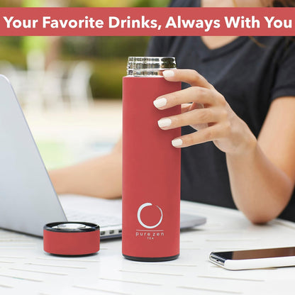 Insulated Tea Infuser Bottle, 15 oz, Tea Thermos with Infuser