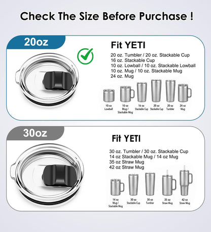 20 oz Tumbler Lid Replacement for YETI 20 oz Tumbler, 20oz/16 oz Stackable Cup, 10 oz Lowball, 10 oz/24 oz Mug, 2 Pack Coffee Tumbler Cup Lids with Magnetic Slider Spill-proof